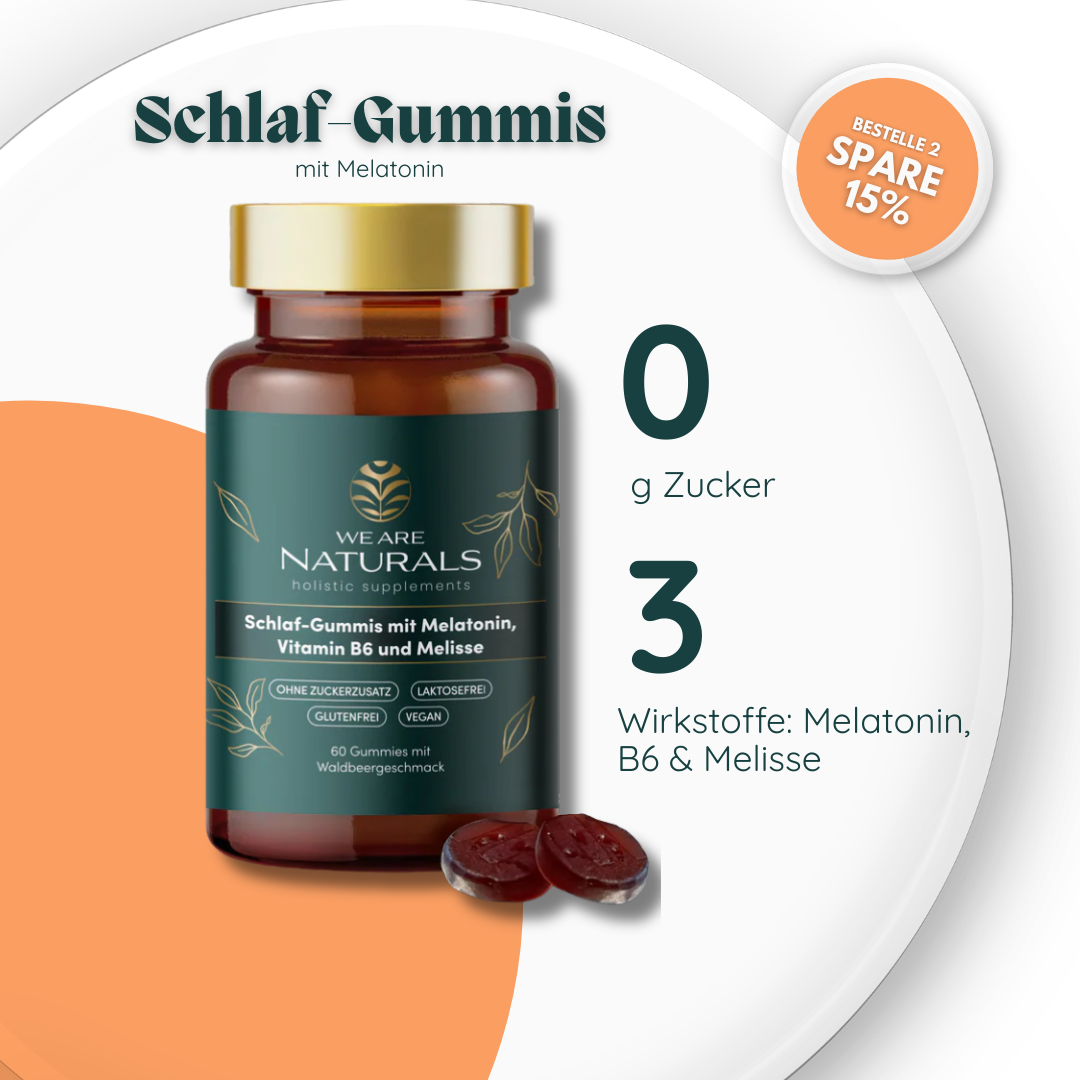 Schlaf-Gummis mit Melatonin Vitamin B6 und Melisse