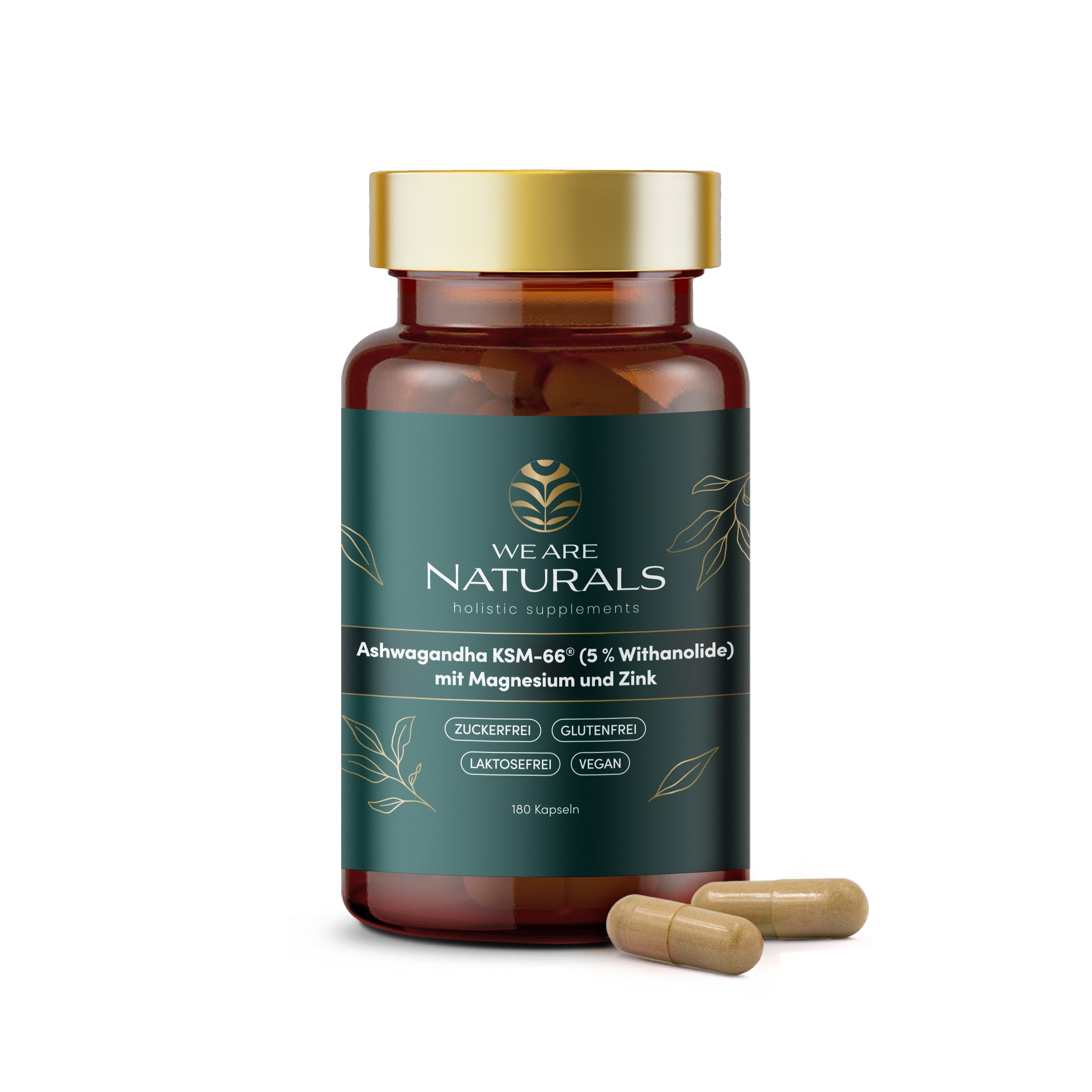 We Are Naturals Ashwagandha KSM-66 mit Magnesium und Zink – 180 vegane Kapseln zur Unterstützung von Balance, Energie und Fokus