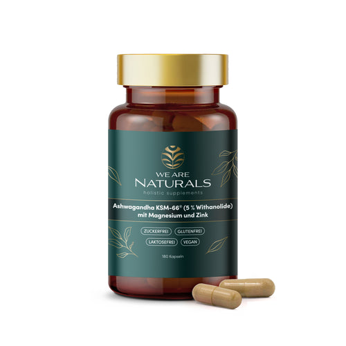We Are Naturals Ashwagandha KSM-66 mit Magnesium und Zink – 180 vegane Kapseln zur Unterstützung von Balance, Energie und Fokus