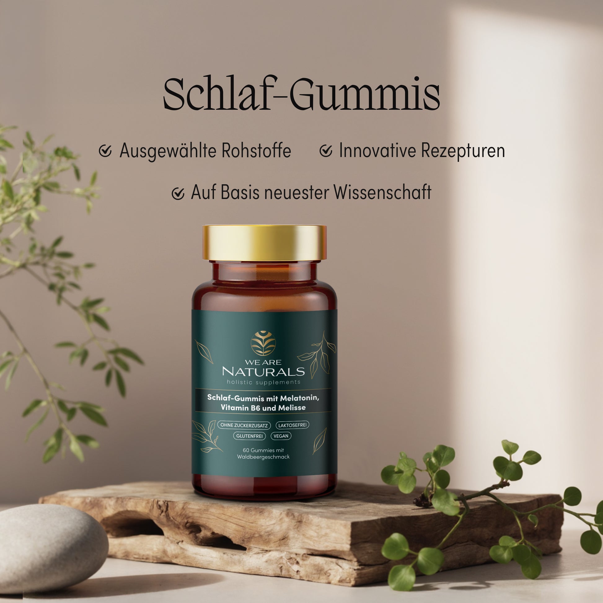 Schlaf-Gummis mit Melatonin von We Are Naturals – sanfte Rezeptur auf Basis neuester Wissenschaft, präsentiert auf Naturpodest